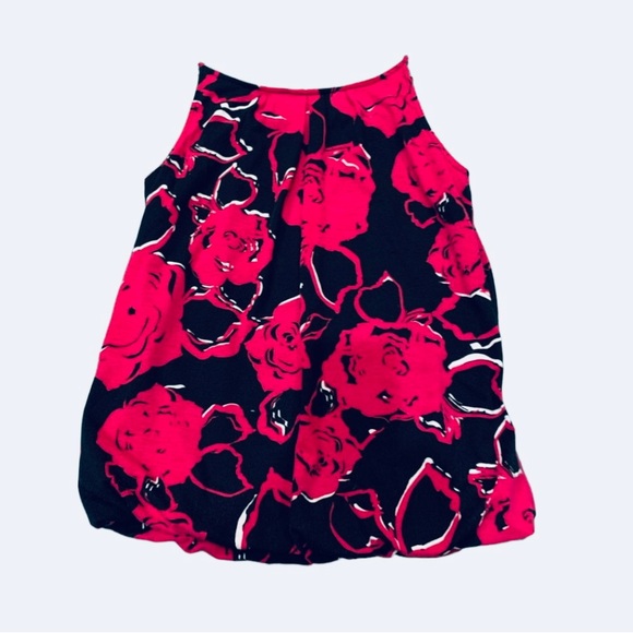 Fuchsia Floral Sleeveless Bubble Top - Picture 2 of 3